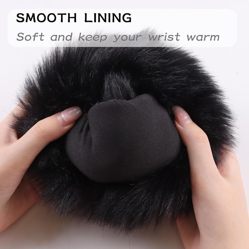 Peecabe Winter Women Fuzzy Arm Warmers Girls Faux Fur Short Wrist Cuffs Fluffy Soft Wrist Cover Ankle Warmer - Image 4